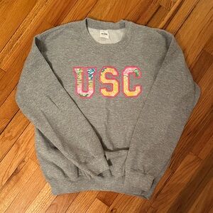 Gildan Gray Sweatshirt with Colorful USC Letters
